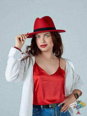 шляпа Гангстерская LUX красная, 56-58 см