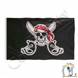 флаг Пиратский, Веселый Роджер, белый горох 150х90 см