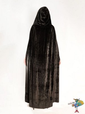Плащ бархатный черный, длина 150 см, р-р L