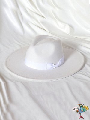 Шляпа Гангстерская LUX белая, поля 9,5 см, 56-58 см