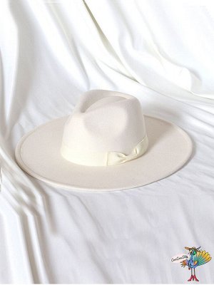 Шляпа Гангстерская LUX молочный, поля 9,5 см, 56-58 см