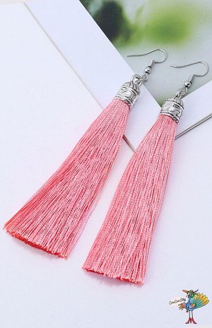 Серьги кисти Розовые, серебряная фурнитура, 8,0 см.