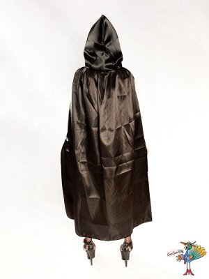 Плащ шелк черный с капюшоном, длина 130 см, р-р M