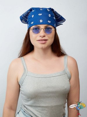 очки Круглые Ретро, синие стекла, 14х4 см