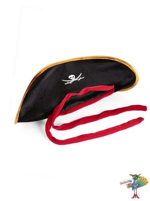 Шляпа Пиратская с красной завязкой, бархат, детская