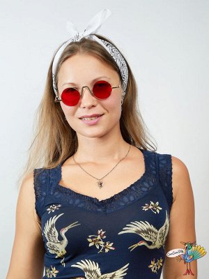 очки Круглые Ретро, красные стекла, 14х4 см