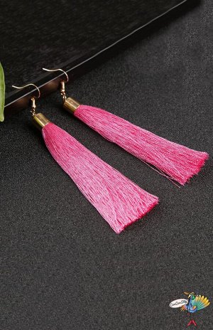Серьги кисти Розовые, золотая фурнитура, 11,5 см.