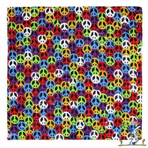платок-бандана Хиппи знак мира, цветная, 55х55 см
