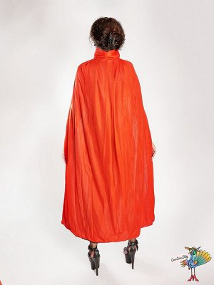 плащ двухсторонний Красный и черный с воротником, р-р M, длина 140 см, трикотаж