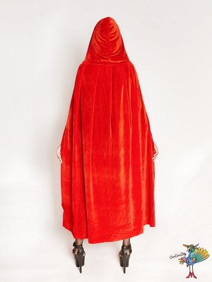 Плащ бархатный красный, длина 130 см, р-р M