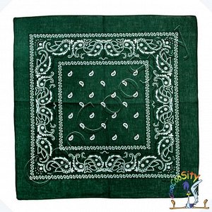 платок-бандана Ковбой, темно-зеленый, 55х55 см