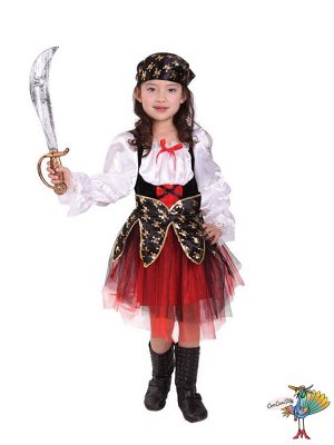 Костюм Пиратка, р-р M, рост 90-110 (платье, пояс, бандана)