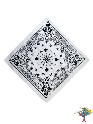 платок-бандана Пиратская белая с черным, №0162, 55х55 см