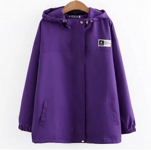 Куртка весенняя легкая с капюшоном на молнии, фиолетовый