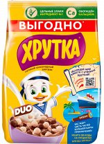 Шарики ХРУТКА® DUO шоколадный завтрак, обогащённый кальцием, пакет, 650 г(акция)