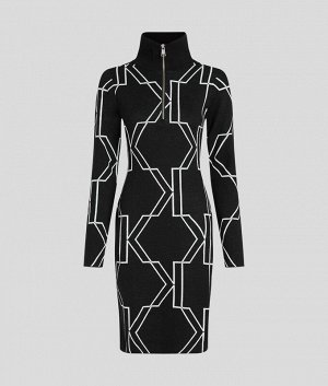 Платье KARL LAGERFELD BIG MONOGRAM FITTED ZIP DRESS