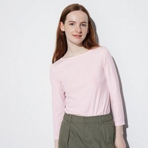 UNIQLO - стильная кофта c рукавами 3/4 и вырезом лодочка - 10 PINK