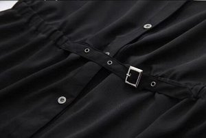Рубашка удлиненная на пуговицах, пояс резинке с имитацией ремня, беж