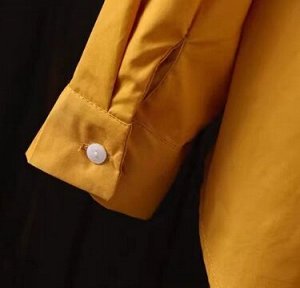 Рубашка свободная на пуговицах с вышитым узором, желтый