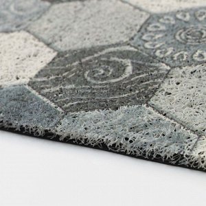 Коврик придверный грязезащитный Доляна «Мозаика», 46x75 см, цвет серый