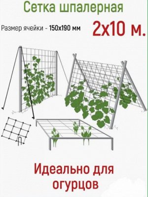 Сетка шпалерная Огуречная 2м*10метров пластиковая