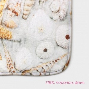 Коврики для ванной и туалета Доляна «Ракушки», 2 шт., 45x36 см, 75x44 см