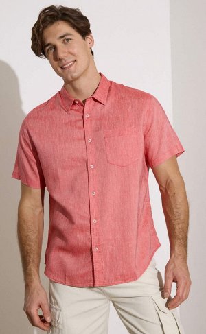 Рубашка мужская короткий рукав лен F111-0450 red