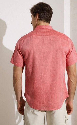 Рубашка мужская короткий рукав лен F111-0450 red