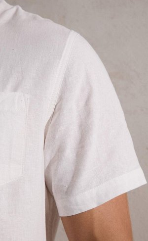 Рубашка мужская короткий рукав лен F111-0450 white