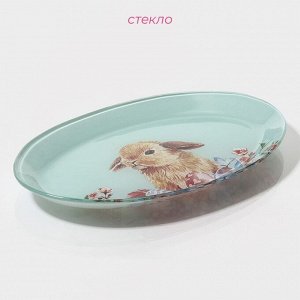 Блюдо стеклянное овальное Доляна «Кролик», овальное, 24,5?15 см