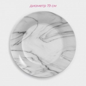 Набор посуды Доляна «Мрамор», 24 предмета: тарелки d=19/21/24 см, чайная пара 200 мл, керамика, серый