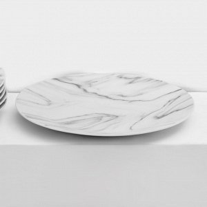 Набор керамической посуды Доляна «Мрамор», 24 предмета: тарелки d=19/21/24 см, чайная пара 200 мл, цвет серый
