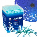 Ватные палочки ГОЛУБЫЕ INSHIRO 150шт, квадратный стакан