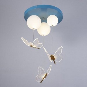 Люстра "Бабочки" 3хЕ27 40Вт LED синий 40х40х60см