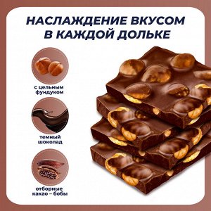 Россия  Темный шоколад с фундуком 85г