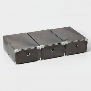 Коробка для хранения обуви выдвижная Доляна Large size, 22x34x13 см, 3 шт, цвет черный