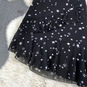 Женская юбка, цвет черный, принт "звезды"