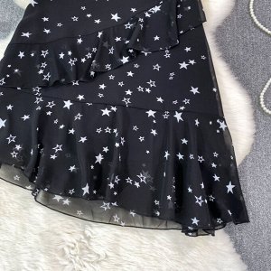 Женская юбка, цвет черный, принт "звезды"