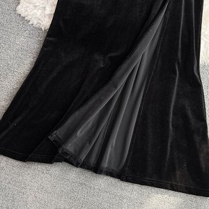 Женское платье с длинным рукавом, цвет черный