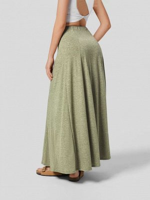 Женская юбка макси, цвет зеленый
