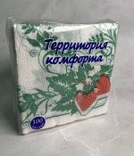 Салфетка 100 л 25*25 см, 1 сл. Клубника