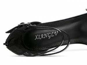 Женские босоножки на каблуке, цвет черный, декор "Бабочки"