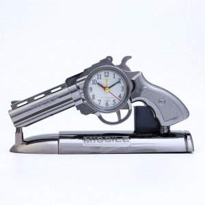 Часы - будильник настольные "Пистолет", дискретный ход, циферблат d-7 см, 13 х 24 см, АА