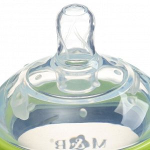 Бутылочка для кормления M&amp;B, ШГ Ø70мм, 150мл., с ручками, силиконовая колба, цвет зеленый
