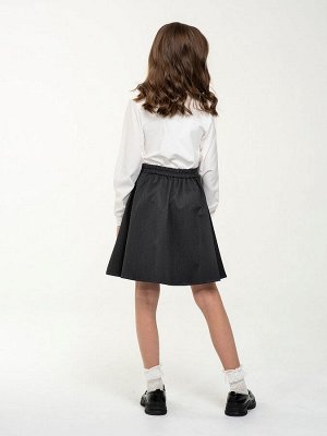 Юбка Юбка - для девочек младшей и старшей школьной группы, А-силуэта, из поливискозной ткани, длиной выше колена, без подкладки, с карманами в боковых швах. Перед с четырьмя бантовыми складками, с кла