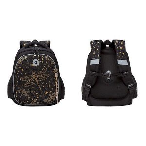 Рюкзак школьный RAz-386-6/2 "Стрекозы" черный 28х36х20 см