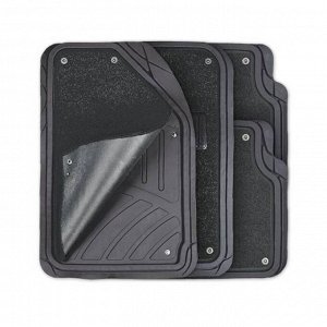 Коврик "AUTOPROFI" MAT-420 BK универсальные, отстегивающийся ковролин, 4 предмета, ПВХ, черные