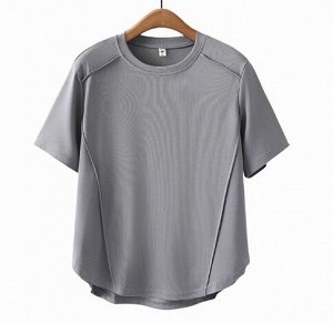 Трикотажная футболка с круглым вырезом и полукруглым подолом, серый