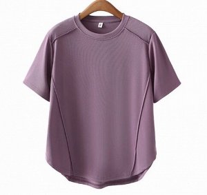Трикотажная футболка с круглым вырезом и полукруглым подолом, фиолетовый