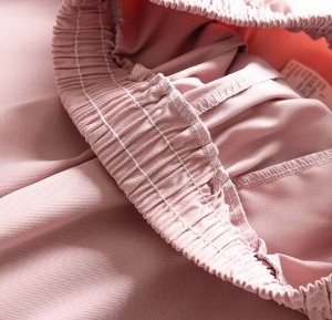 Брюки-карго широкие с карманами, пояс на резинке, розовый